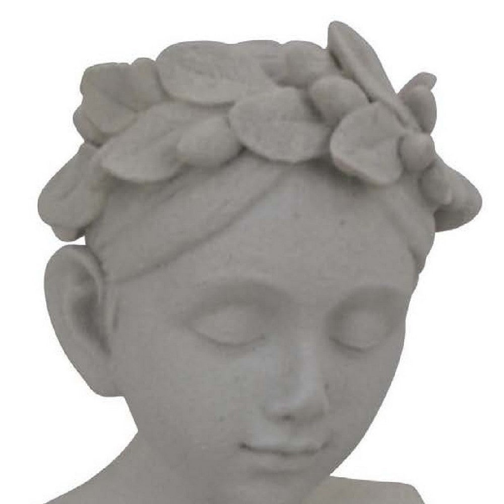 Sanie Decorative Female Bust with Floral Crown | Gray Resin 17’’ BM335085