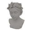 Sanie Decorative Female Bust with Floral Crown | Gray Resin 17"
