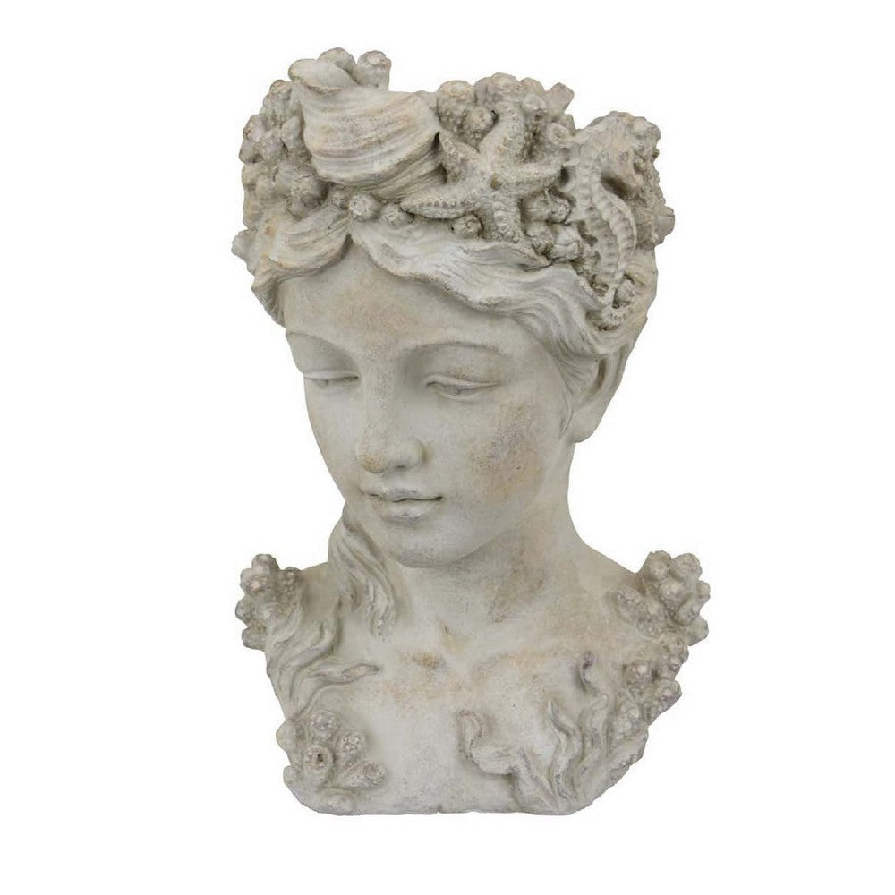 Lewis Bust Planter with Sea Life and Coral Patterns | White Terracotta BM335086