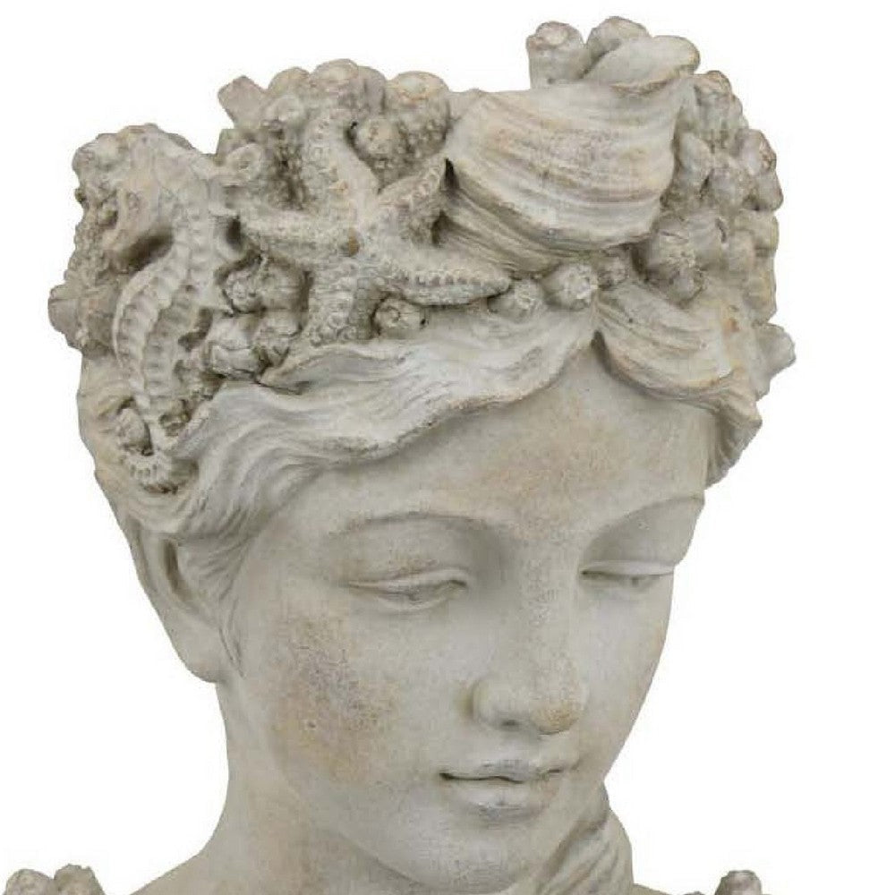 Lewis Bust Planter with Sea Life and Coral Patterns | White Terracotta BM335086