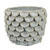 Aster Accent Planter w Raised Petal Pattern Blue Green Ceramic 10"
