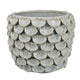 Aster Accent Planter w Raised Petal Pattern Blue Green Ceramic 10"