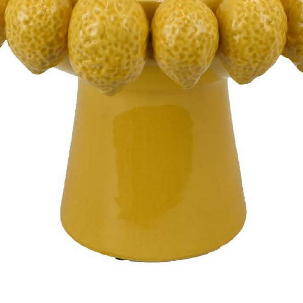 Rambo Decorative Bowl | Sculpted Lemon Motifs | Glazed Yellow Ceramic