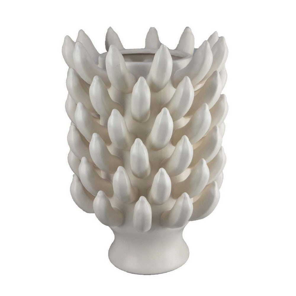 Joseph Accent Vase with Tiered Flame Accents | Ivory Ceramic 17’’ BM335098
