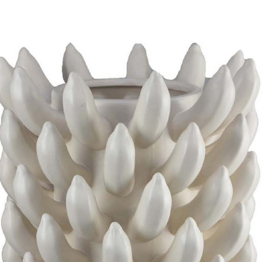 Joseph Accent Vase with Tiered Flame Accents | Ivory Ceramic 17’’ BM335098