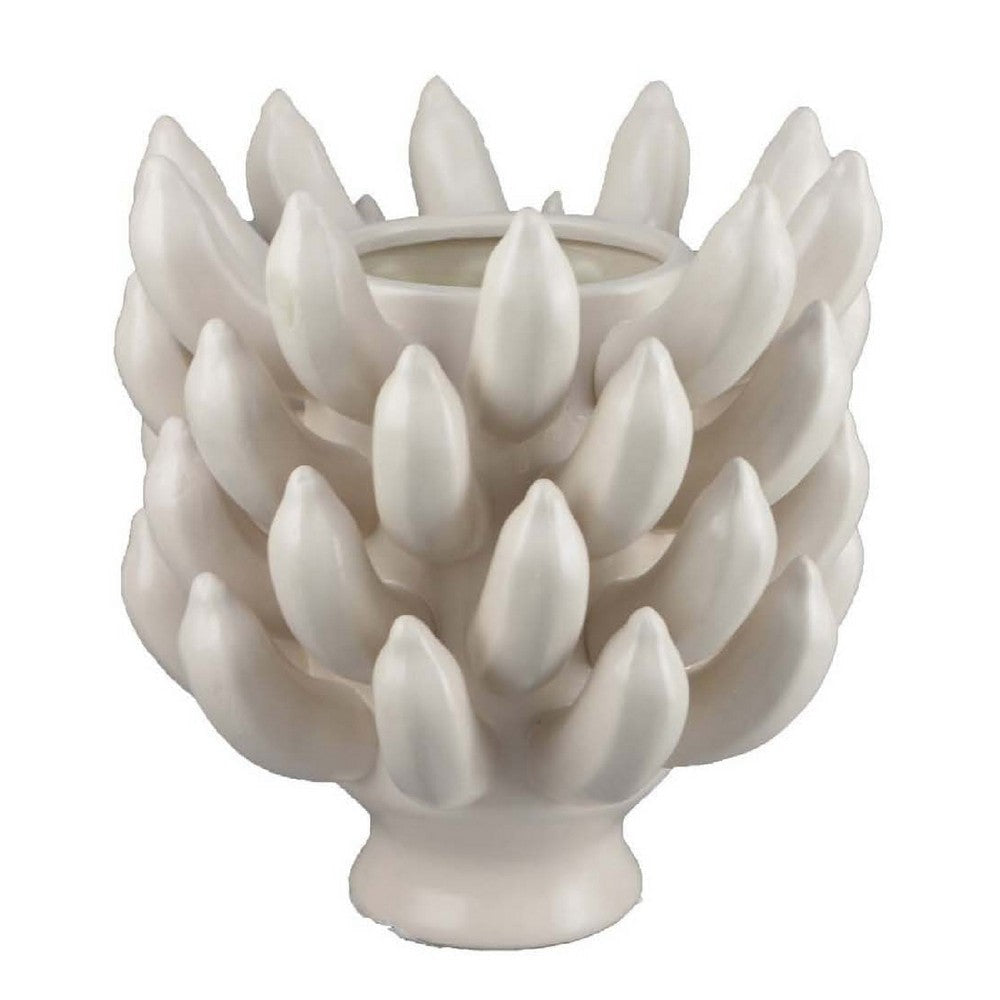 Joseph Accent Vase with Tiered Flame Accents | Ivory Ceramic 11’’