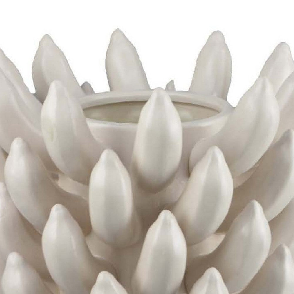 Joseph Accent Vase with Tiered Flame Accents | Ivory Ceramic 11’’