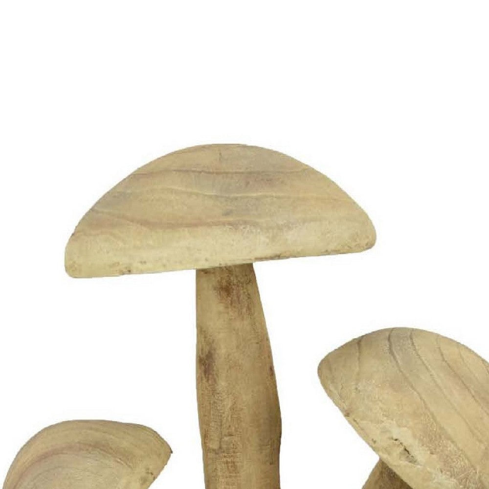 Sarah Outdoor Accent Decor | 3 Mushroom Sculpture Natural Brown Resin BM335102