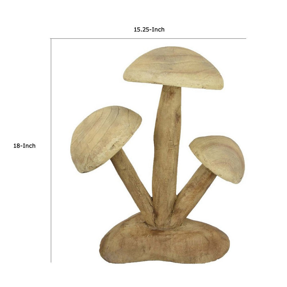 Sarah Outdoor Accent Decor | 3 Mushroom Sculpture Natural Brown Resin BM335102