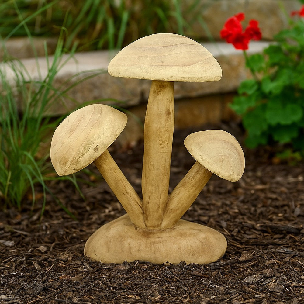 Sarah Outdoor Accent Decor | 3 Mushroom Sculpture Natural Brown Resin