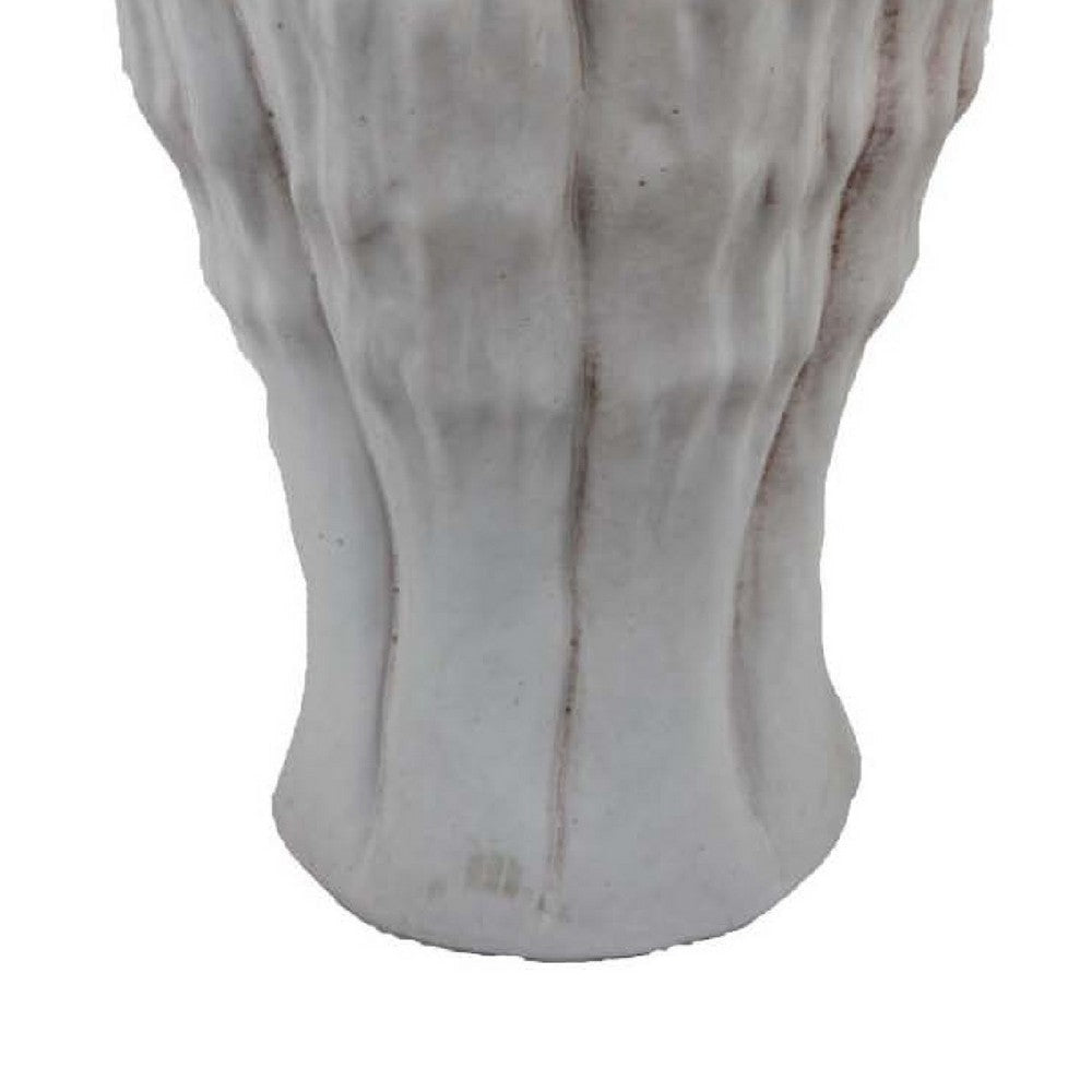 Maria Accent Vase with Rippled Texture | Tapered Gray Ceramic 15’’ BM335105