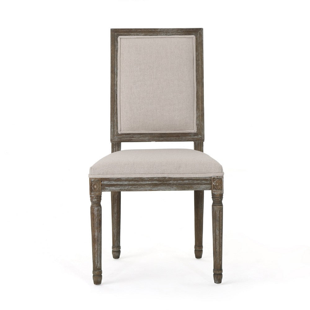 Side Dining Chair Set of 2 | Wheat Beige Polyester | Distressed Brown BM335108