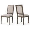 Side Dining Chair Set of 2 | Wheat Beige Polyester | Distressed Brown