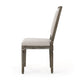 Side Dining Chair Set of 2 | Wheat Beige Polyester | Distressed Brown