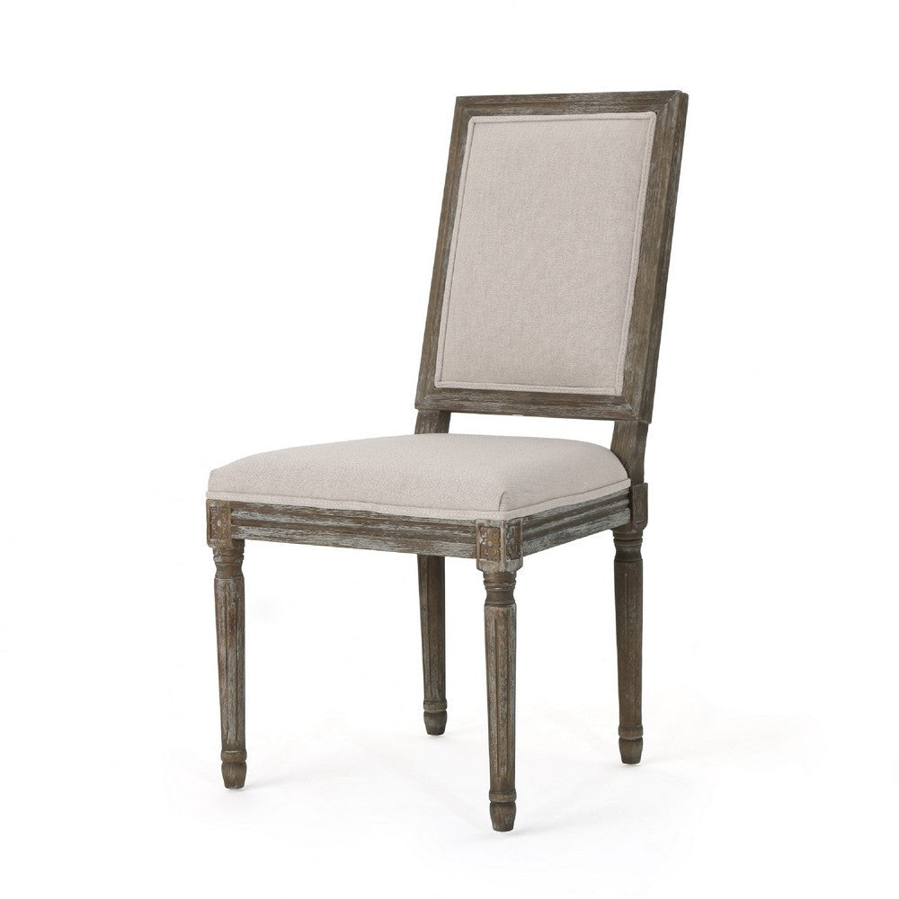 Side Dining Chair Set of 2 | Wheat Beige Polyester | Distressed Brown BM335108