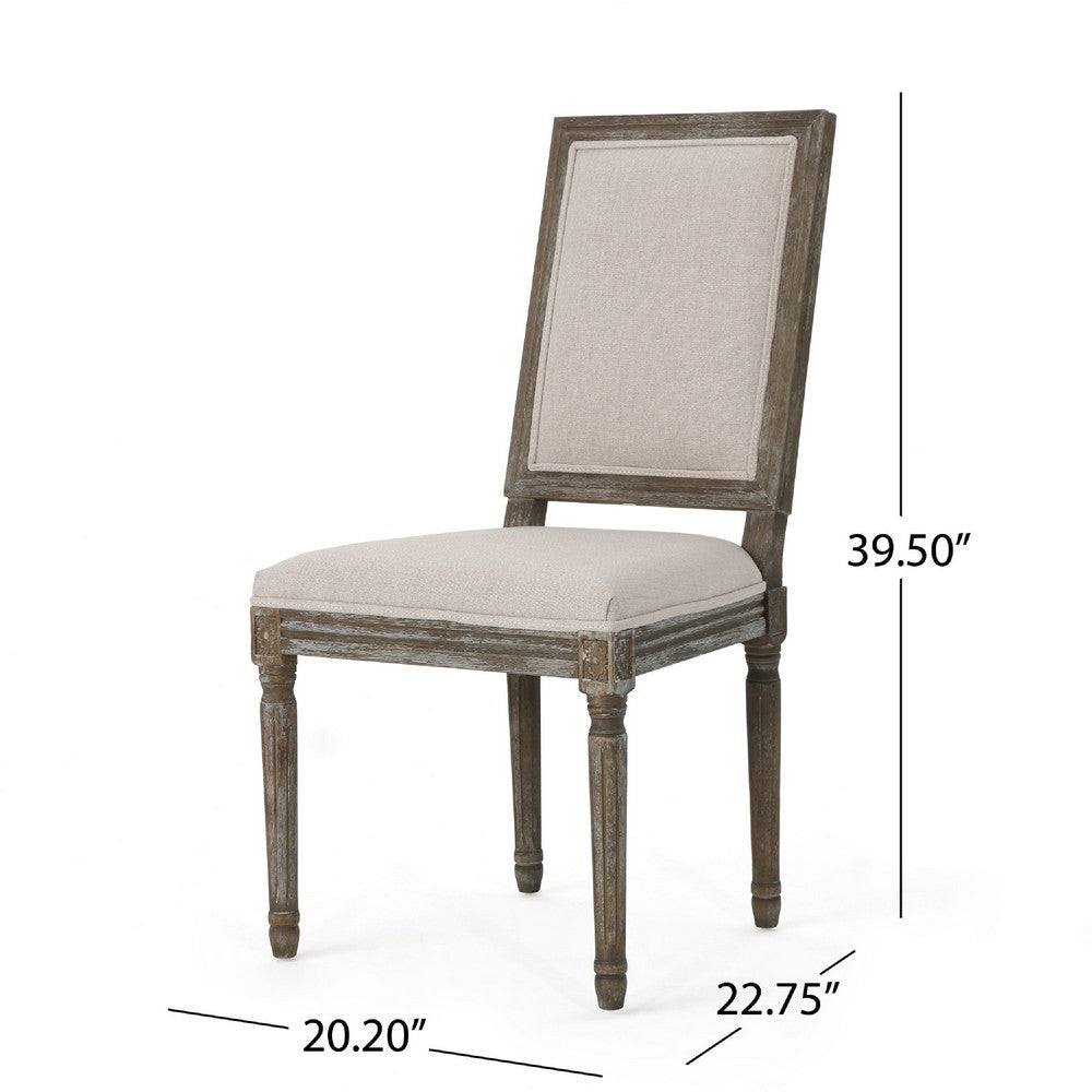 Side Dining Chair Set of 2 | Wheat Beige Polyester | Distressed Brown BM335108