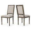 Side Dining Chair Set of 2 | Wheat Beige Polyester | Distressed Brown