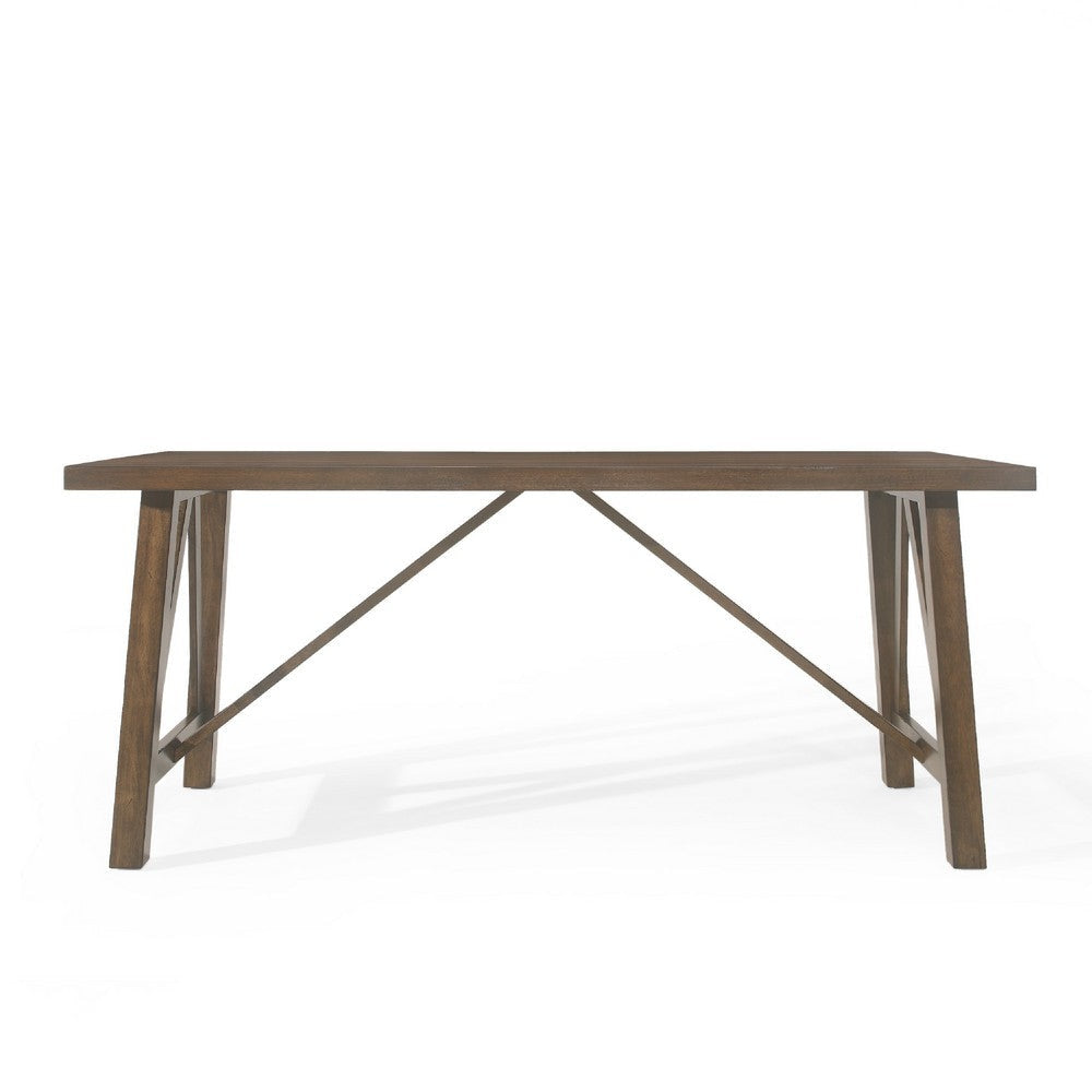 Dining Table | Antique Brown Finished Wood Top | Farmhouse Style 71’’ BM335109