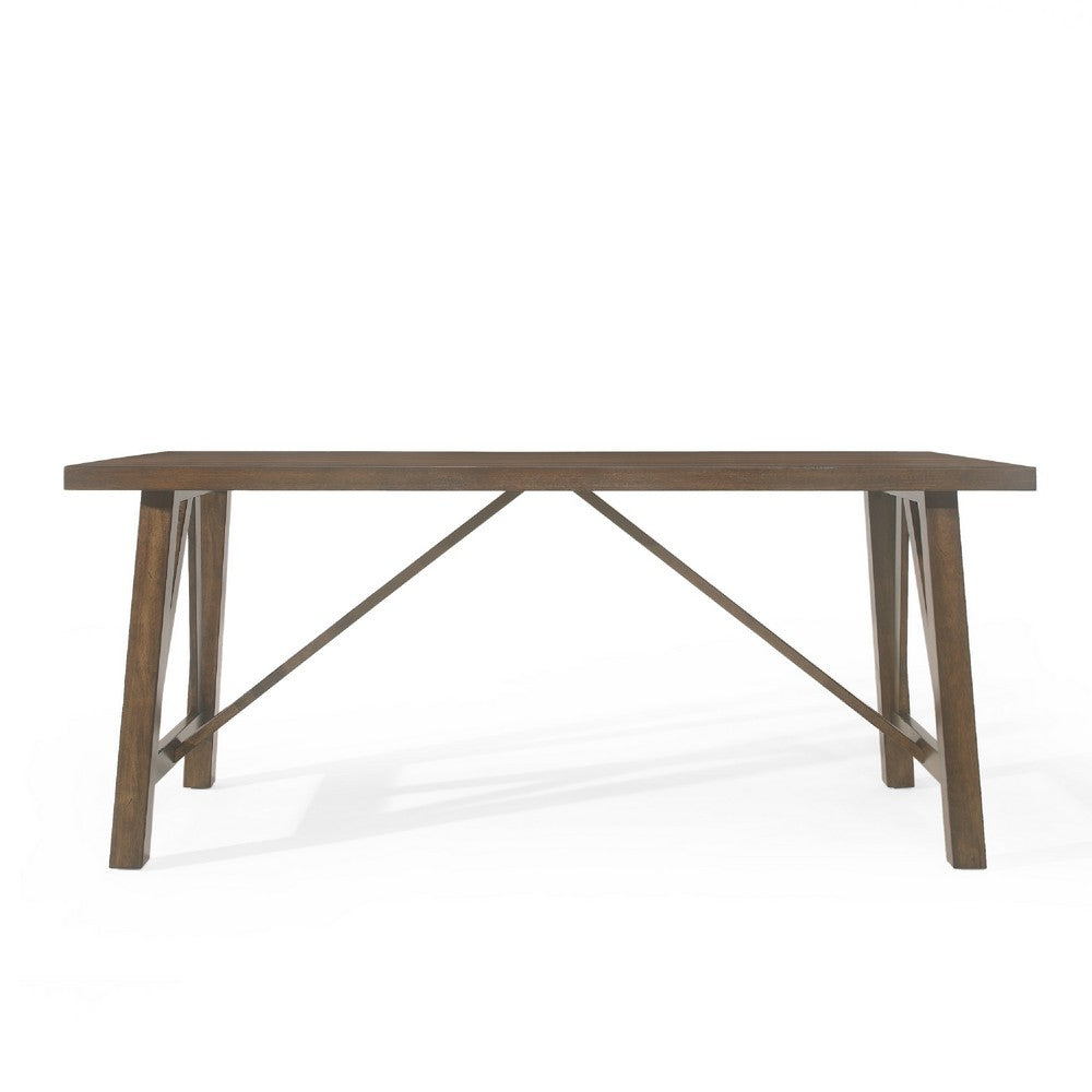 Dining Table | Antique Brown Finished Wood Top | Farmhouse Style 71"