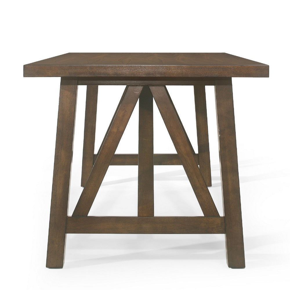 Dining Table | Antique Brown Finished Wood Top | Farmhouse Style 71’’ BM335109