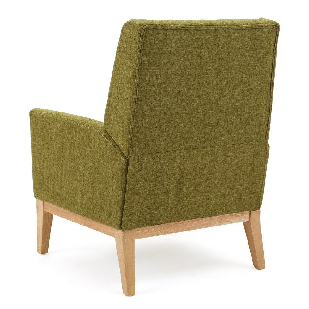 Accent Club Chair | Green Fabric Wingback | Track Arms | Natural Brown BM335110