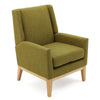 Accent Club Chair | Green Fabric Wingback | Track Arms | Natural Brown