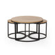 Gery 3pc Nesting Coffee and End Table Set | Brown Wood | Black Metal