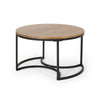 Gery 3pc Nesting Coffee and End Table Set | Brown Wood | Black Metal BM335114