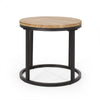Gery 3pc Nesting Coffee and End Table Set | Brown Wood | Black Metal