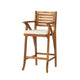 Olen Outdoor Barstool Chair Set of 2 | Beige Fabric | Brown Solid Wood