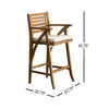 Olen Outdoor Barstool Chair Set of 2 | Beige Fabric | Brown Solid Wood