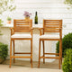 Olen Outdoor Barstool Chair Set of 2 | Beige Fabric | Brown Solid Wood