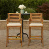 Olen Outdoor Barstool Chair Set of 2 | Beige Fabric | Brown Solid Wood