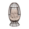 Swivel Outdoor Egg Chair | Brown PE Woven Rattan | Beige Polyester