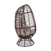 Swivel Outdoor Egg Chair | Brown PE Woven Rattan | Beige Polyester