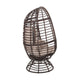 Swivel Outdoor Egg Chair | Brown PE Woven Rattan | Beige Polyester