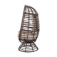 Swivel Outdoor Egg Chair | Brown PE Woven Rattan | Beige Polyester