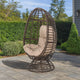Swivel Outdoor Egg Chair | Brown PE Woven Rattan | Beige Polyester