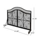 Fireplace Screen | 3 Panels 2 Doors | Black Copper Mesh | Scrolled