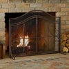 Fireplace Screen | 3 Panels 2 Doors | Black Copper Mesh | Scrolled