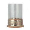 Hurricane Candleholder | Glass Cover | Nickel Lattice Base| Wood BM335121
