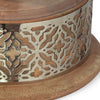 Hurricane Candleholder | Glass Cover | Nickel Lattice Base| Wood BM335121