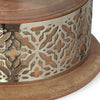 Hurricane Candleholder | Glass Cover | Nickel Lattice Base| Wood