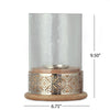 Hurricane Candleholder | Glass Cover | Nickel Lattice Base| Wood BM335121