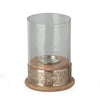 Hurricane Candleholder | Glass Cover | Nickel Lattice Base| Wood