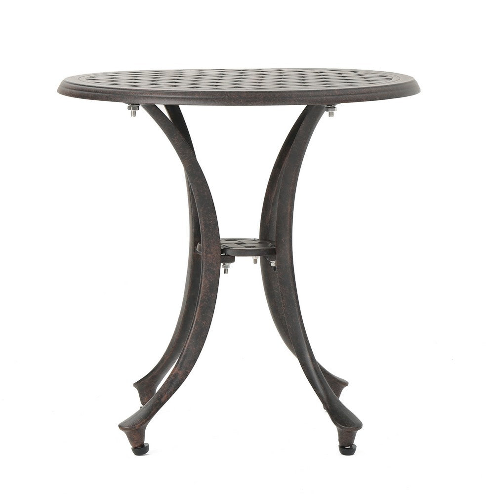 Outdoor End Table | Lattice Top | 19" | Bronze Aluminum Curved Legs