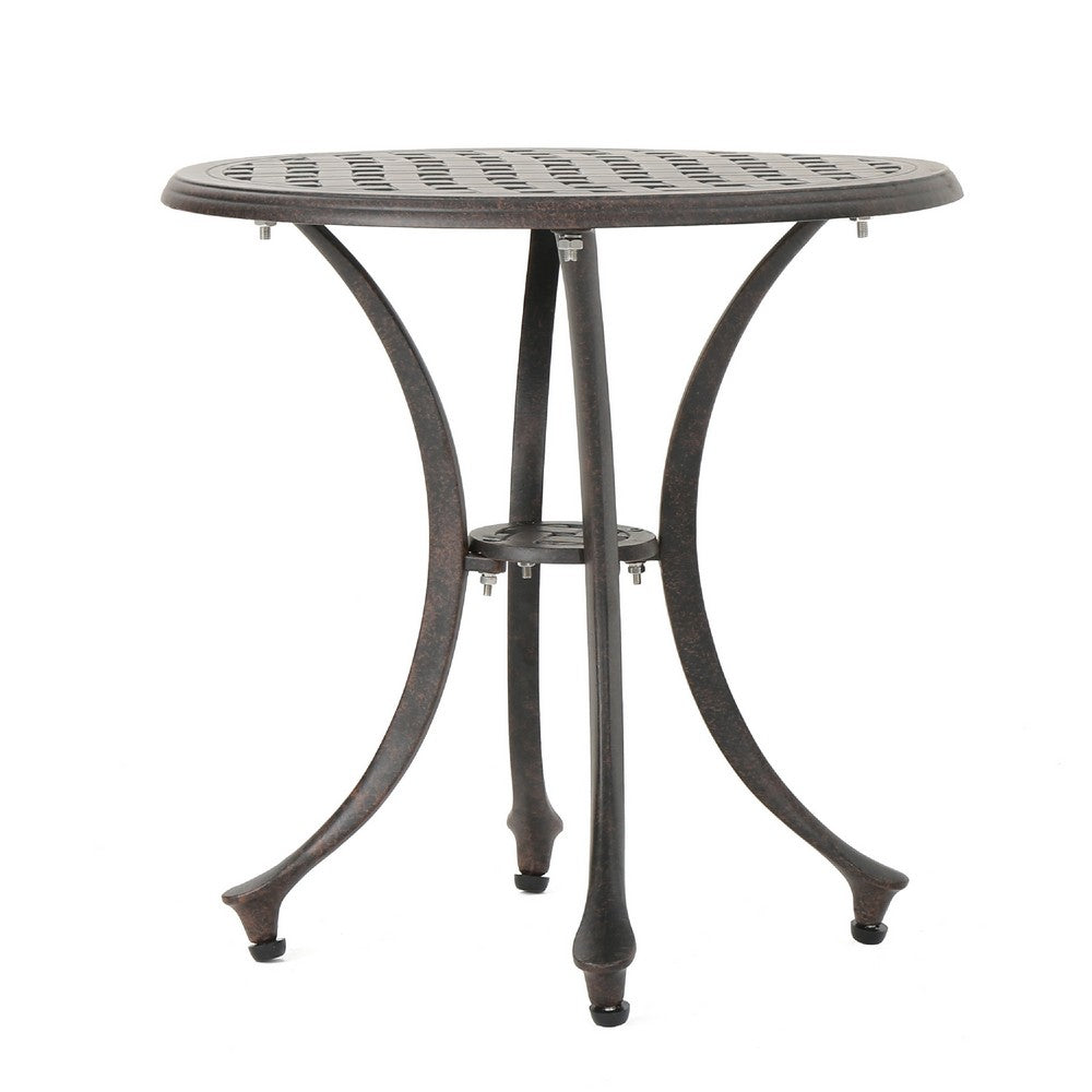 Outdoor End Table | Lattice Top | 19" | Bronze Aluminum Curved Legs