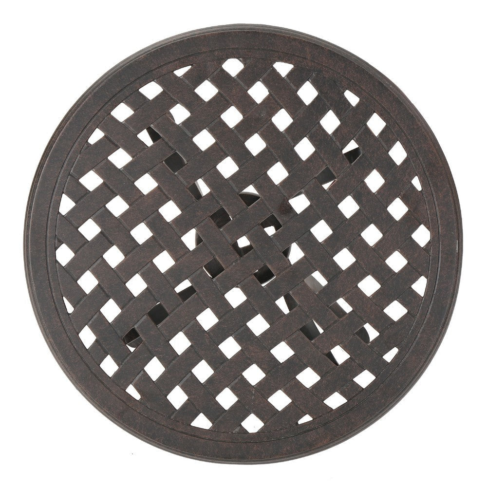 Outdoor End Table | Lattice Top | 19’’ | Bronze Aluminum Curved Legs BM335125