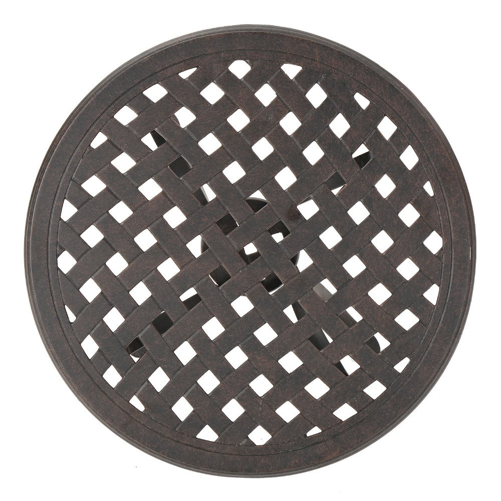 Outdoor End Table | Lattice Top | 19" | Bronze Aluminum Curved Legs