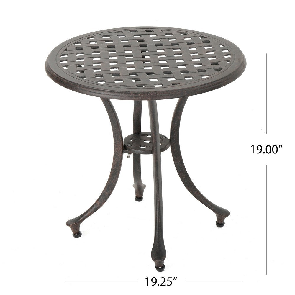 Outdoor End Table | Lattice Top | 19’’ | Bronze Aluminum Curved Legs BM335125